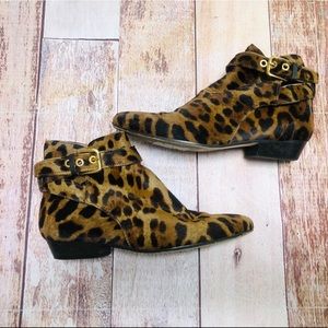 J.Crew furry‎ cheetah booties size 7